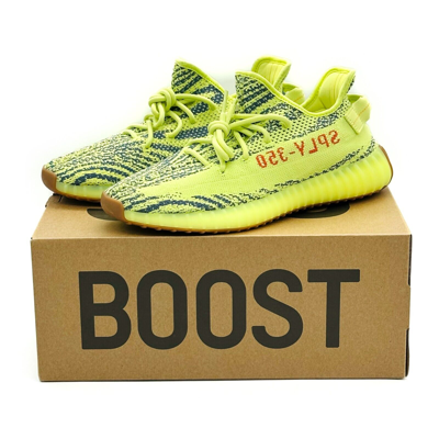 Pre-owned Adidas Originals B37572 Adidas Yeezy Boost 350 V2 Semi Frozen Yellow Light Green Brown Red Gray