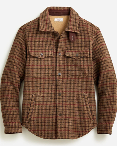 Pre-owned Jcrew J. Crew Wallace & Barnes Double-cloth Wool-blend Shirt Jacket Houndstooth In Multicolor