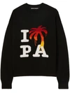 Palm Angels I Love Pa Wool Blend Sweater In Black