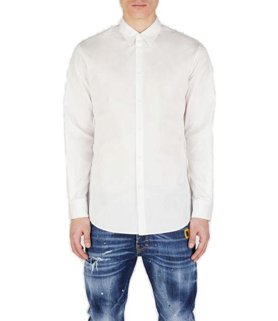 Dsquared2 Curved Hem Buttoned Shirt In White