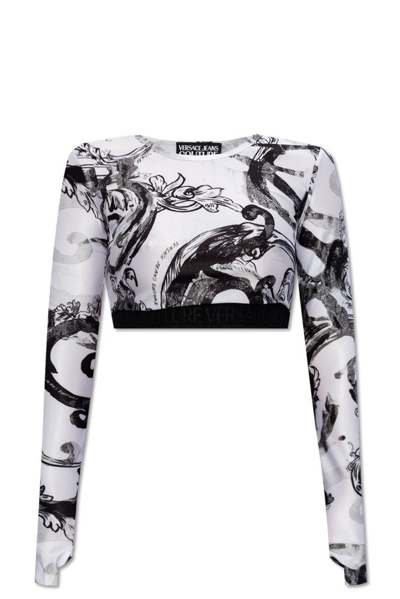 Versace Jeans Couture Barocco Print Cropped Top In Multi