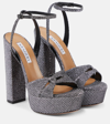 Aquazzura Sinner 140 Platform Sandals In Metallic Leather In Purple
