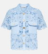 Self-portrait Cord-laced Unlined Shirt In Blue