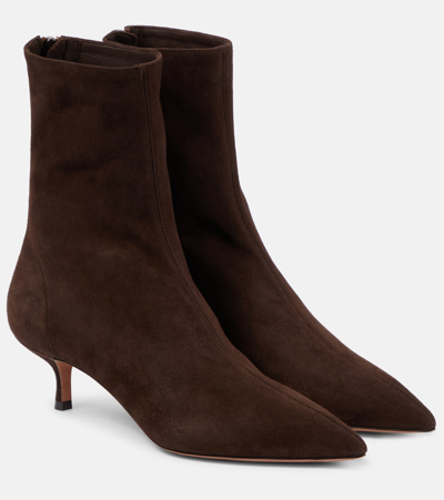 Aquazzura Montmartre 50 Suede Ankle Boots In Brown