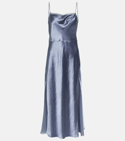 Vince Sheer Panel Slip Dress In Grey