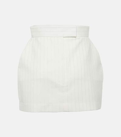 Alex Perry High-rise Pinstripe Miniskirt In White