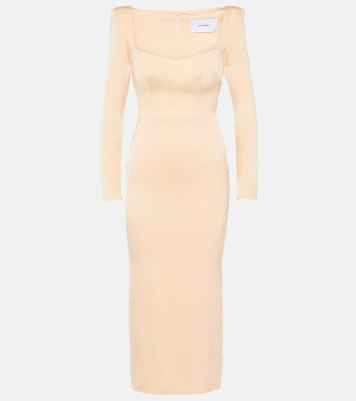 Alex Perry Satin Midi Dress In Neutrals