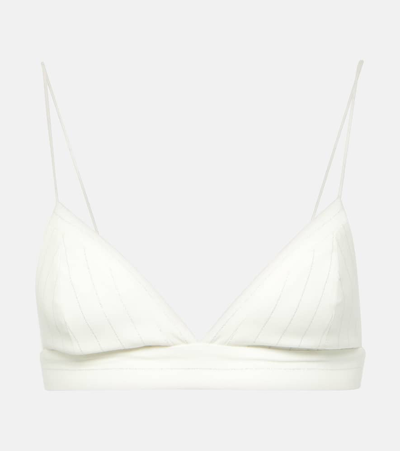 Alex Perry Pinstripe Lurex Bralette In White