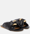 Jw Anderson Corner Chain-embellished Gathered Leather Slides In Black