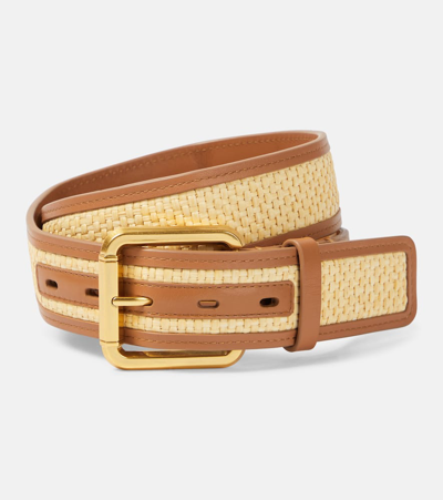 Zimmermann 30mm Raffia And Leather Belt In Beige