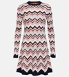 Missoni Long-sleeved Crew-neck Dress In Zigzag Knit In Multicoloured