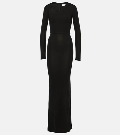 Alex Perry Asymmetric Jersey Maxi Dress In Black
