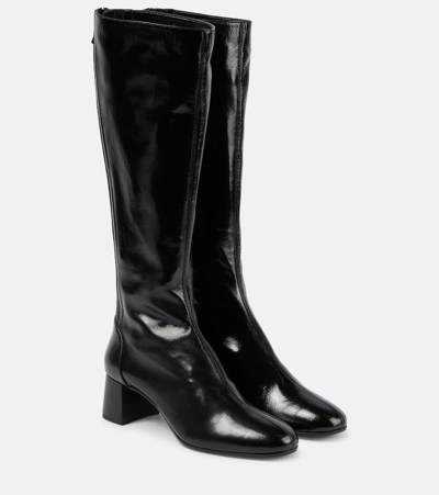 Aquazzura Saint Honoré 50 Leather Knee-high Boots In Black