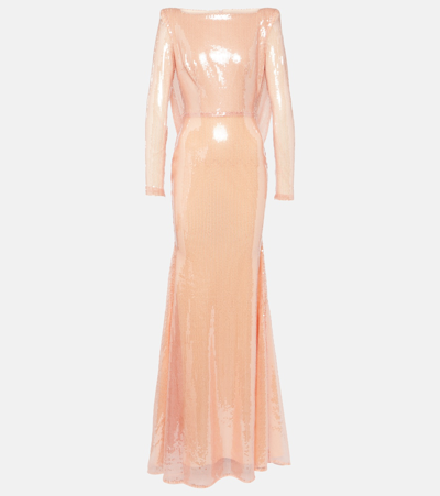 Alex Perry Sequined Gown In Pink