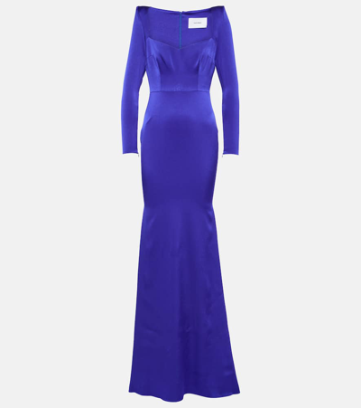 Alex Perry Satin Gown In Blue