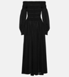 Max Mara Off The Shoulder Wool Dress In Black