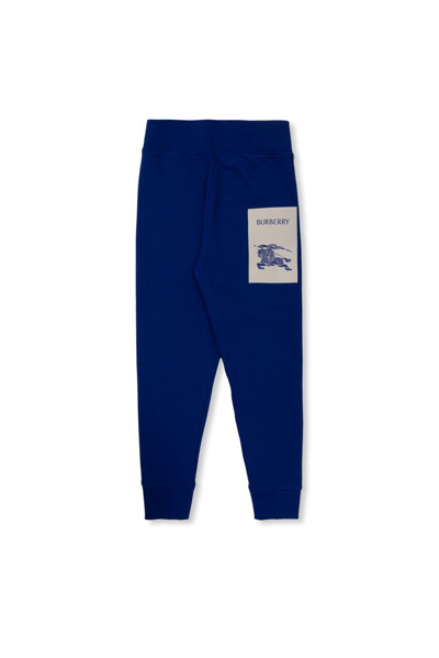 Burberry Kids Logo Printed Track Pants In Blue