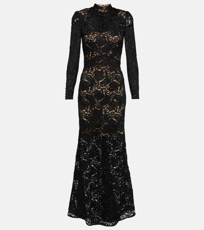 Self-portrait Black Cord Lace Maxi Dress | ModeSens