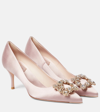 Roger Vivier Flower Strass 65 Satin Pumps In Pink