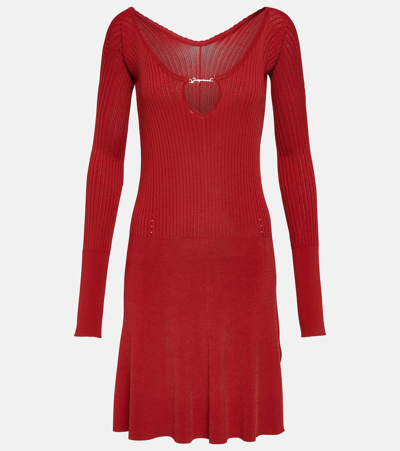 Jacquemus La Mini Robe Pralu Off-shoulder Minidress In Red