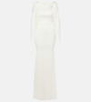 ALEX PERRY PORTRAIT CAPE-DETAIL SATIN GOWN