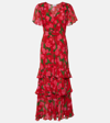 RIXO LONDON GILLY FLORAL TIERED SILK MAXI DRESS