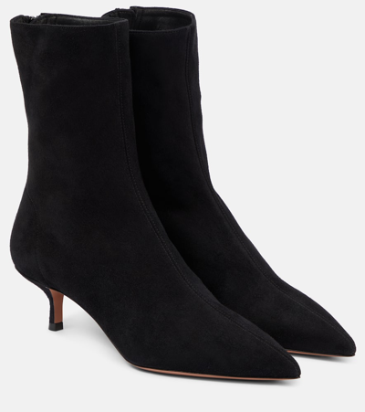 Aquazzura Montmartre 50 Suede Ankle Boots In Black