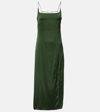 Jacquemus La Robe Notte Satin Slip Dress In Dark Green