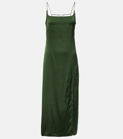 Jacquemus La Robe Notte Satin Slip Dress In Green