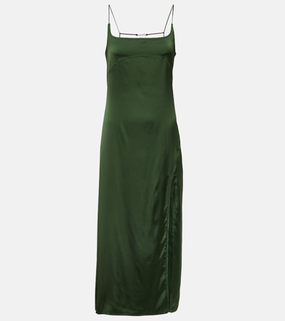 Jacquemus La Dressing Gown Notte Satin Slip Dress In Dark Green