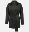 Max Mara Womens Black Rauche Belted Stretch-woven Coat In Nero