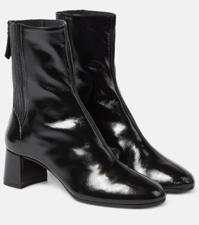 Aquazzura Black Patent Leather Ankle Length Boots