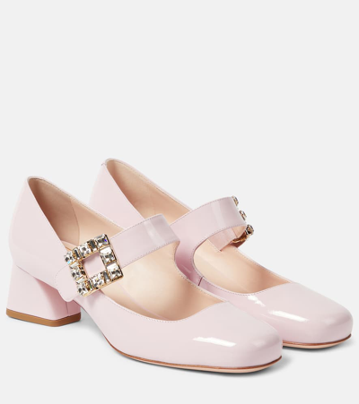 Roger Vivier Très Vivier Strass Babies 45 Leather Pumps In Pink