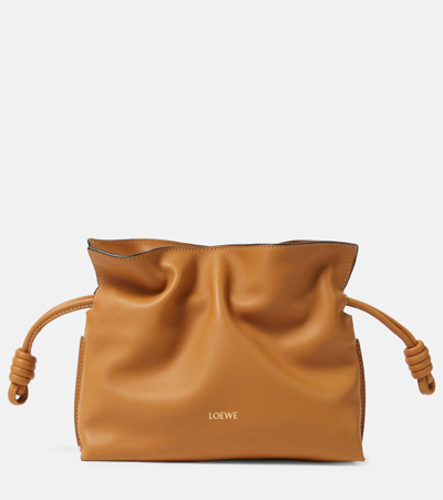 Loewe Flamenco Leather Clutch In Warm_desert