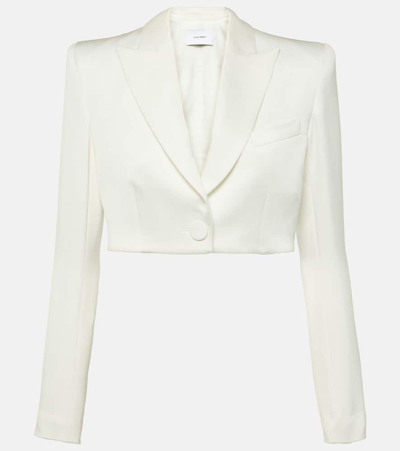 Alex Perry Cropped Satin Blazer In White