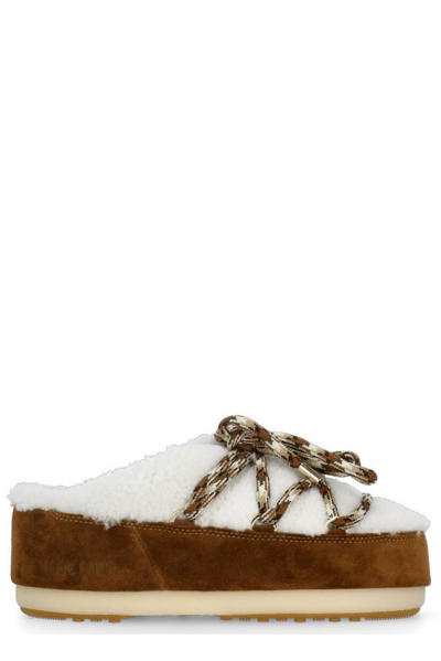 Moon Boot Icon Logo Debossed Shearling Mules In Multi