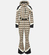 Perfect Moment Houndstooth Allos Ski Suit M In Houndstooth-white-pepper-brown-sugar