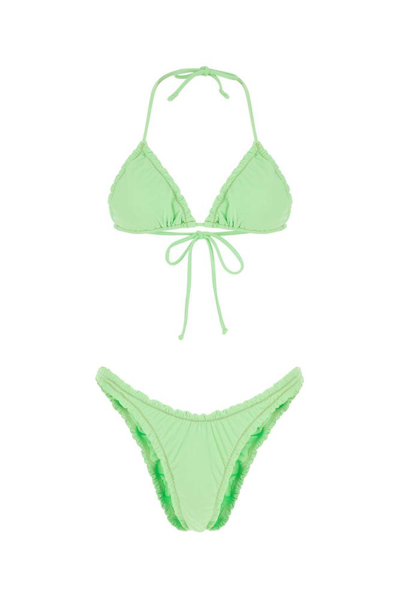 Reina Olga Guia Scrunch Detailed Triangle Bikini Set In Green