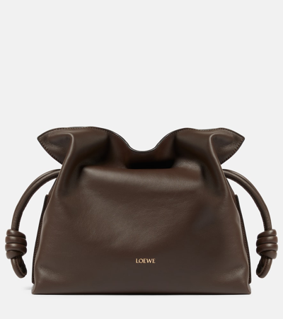 Loewe Leather Flamenco Clutch Bag In Brown