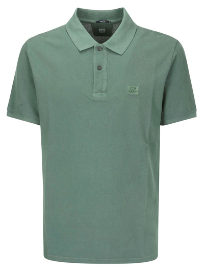 C.p. Company Logo Patch Polo Shirt In Green
