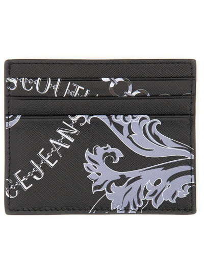 Versace Jeans Couture Barocco Print Cardholder In Black