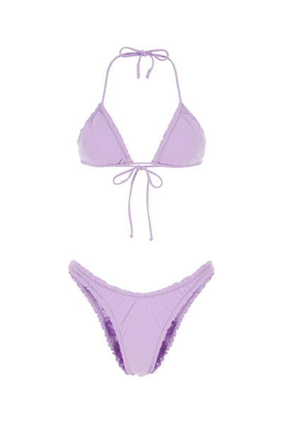 Reina Olga Guia Scrunch Detailed Triangle Bikini Set In Purple