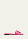 Dolce & Gabbana Leather Slides With Cut-out Logo In Pink
