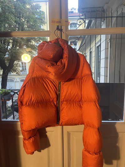 Pre-owned Rick Owens Cropped Puffer Jacket In Orange