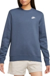 Nike Sportswear Club Fleece Crewneck Sweatshirt In Diffused Blue/ White