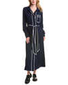 Alexia Admor Halima Long Sleeve Maxi Shirtdress In Navy