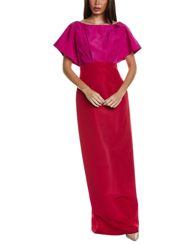 Carolina Herrera Fan Bodice Silk Column Gown In Pink