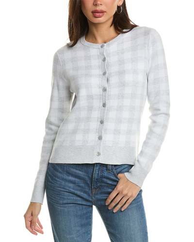 Forte Cashmere Gingham Cardigan In Grey