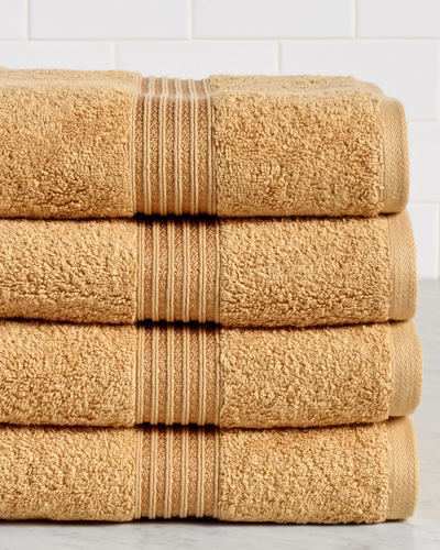 Superior Solid Absorbent 4pc Bath Egyptian Cotton Towel Set In Gold
