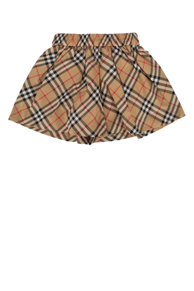 Burberry Kids Checked Elastic Waist Shorts In Multi